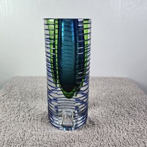 Vtg Pavel Hlava Czech Sommerso Vase Sculpture Modernist Studio MCM Heavy